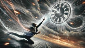 Person reaching out for time that slips away
